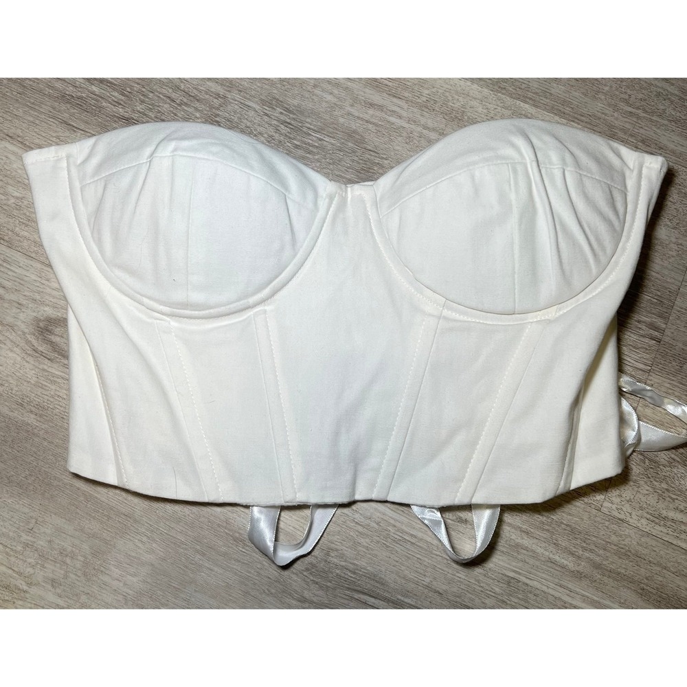 SHEIN white‎ cropped corset style top large